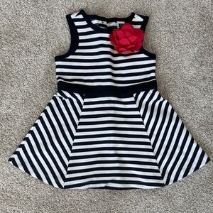 Janie and Jack Navy and White Striped Dress with Red Accent
